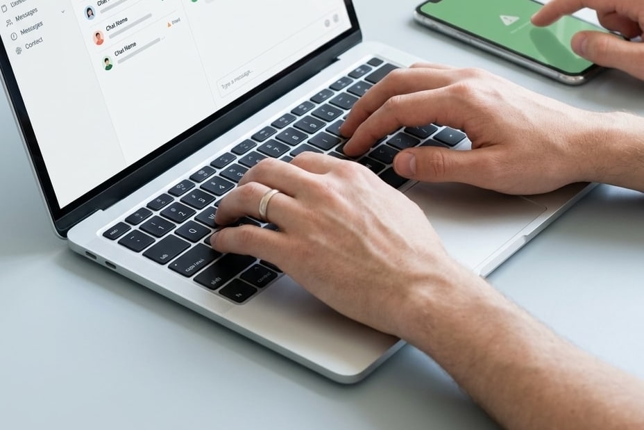 Support team dashboard managing customer WhatsApp conversations with status assignment tags