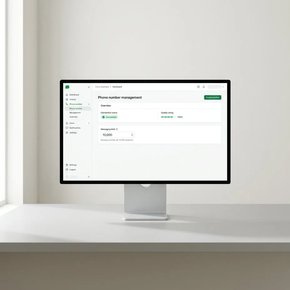 Schéma technique des paliers d'envoi WhatsApp Cloud API et passage au quota de 10000